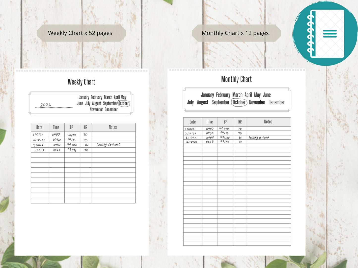 Blood Pressure Log A4 | Blood Pressure Tracker | Printed | Medical Chart | Medical Planner