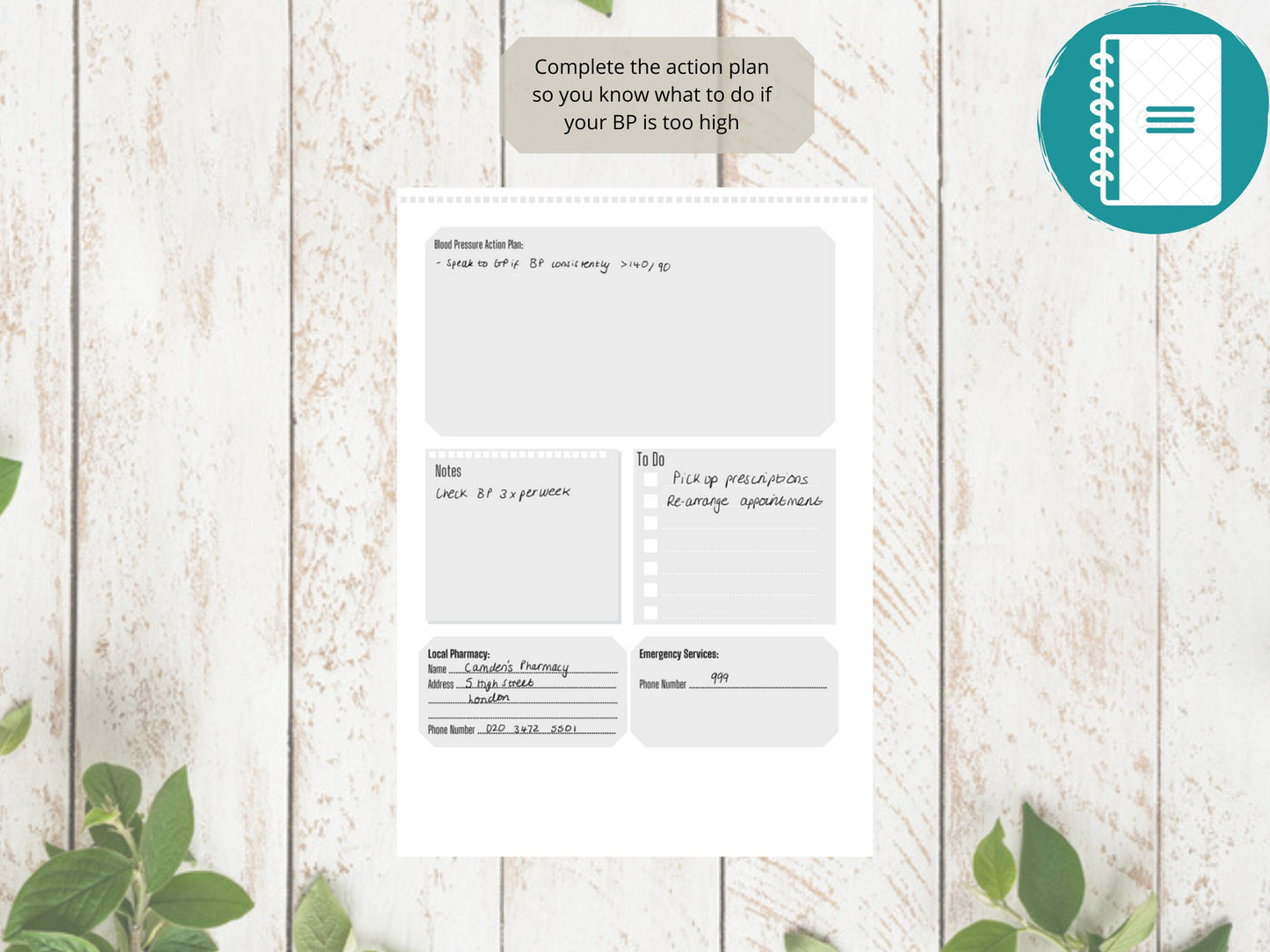 Blood Pressure Log A4 | Blood Pressure Tracker | Printed | Medical Chart | Medical Planner