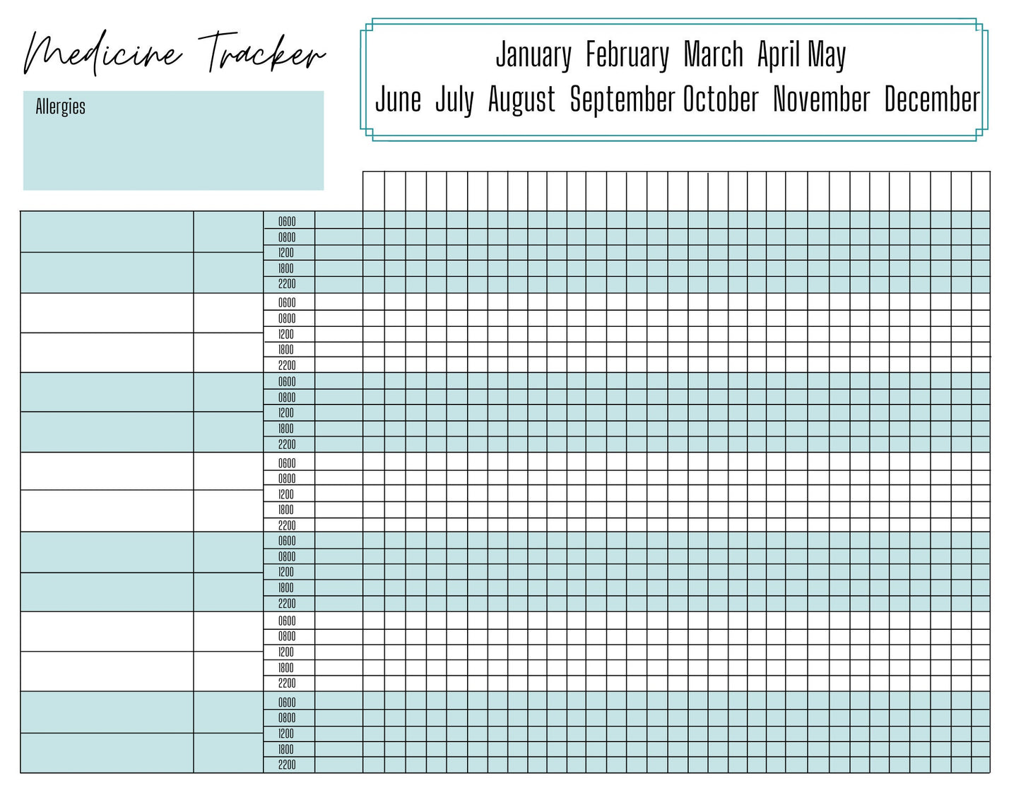 Medication Chart A4 | Medication Tracker | Medication Log | Printed | Medical Chart | Medical Planner