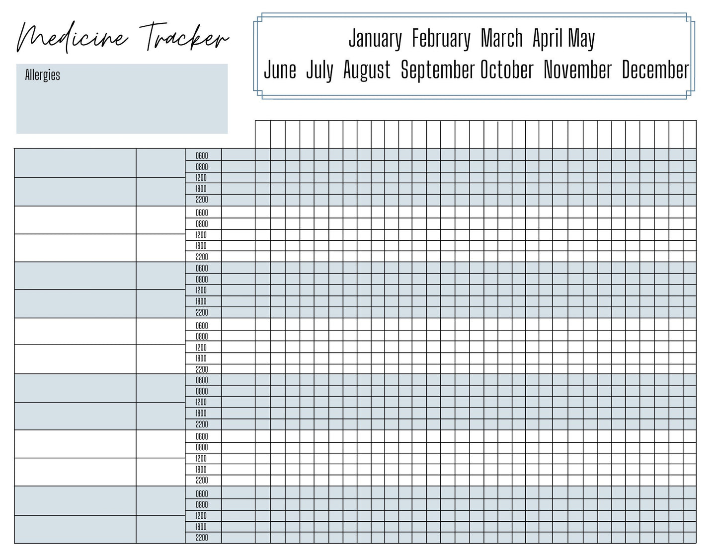 Medication Chart A4 | Medication Tracker | Medication Log | Printed | Medical Chart | Medical Planner