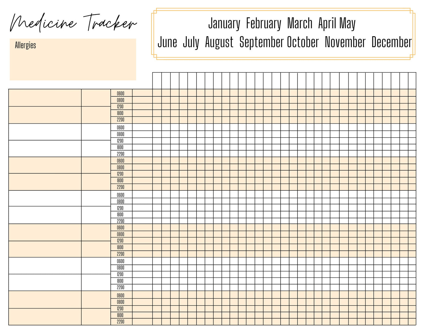 Medication Chart A4 | Medication Tracker | Medication Log | Printed | Medical Chart | Medical Planner