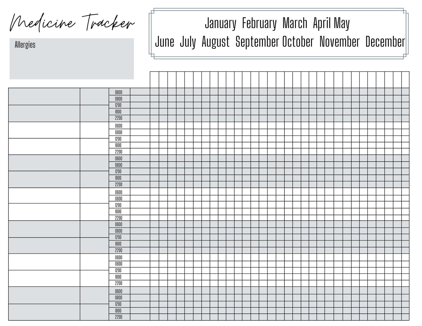 Medication Chart A4 | Medication Tracker | Medication Log | Printed | Medical Chart | Medical Planner