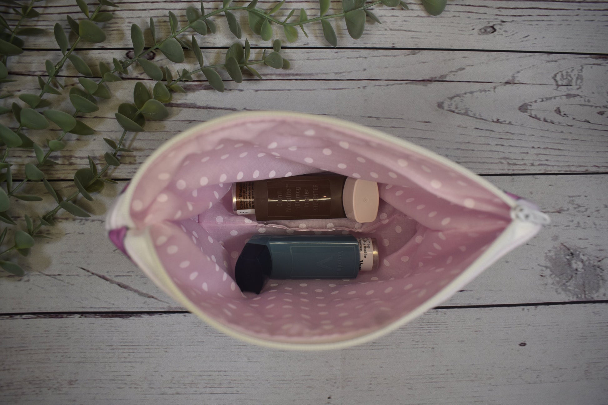 Handmade Inhaler Pattern Medication Bag - Pink | Inhaler Pouch | Asthma Bag | Puffer Pouch