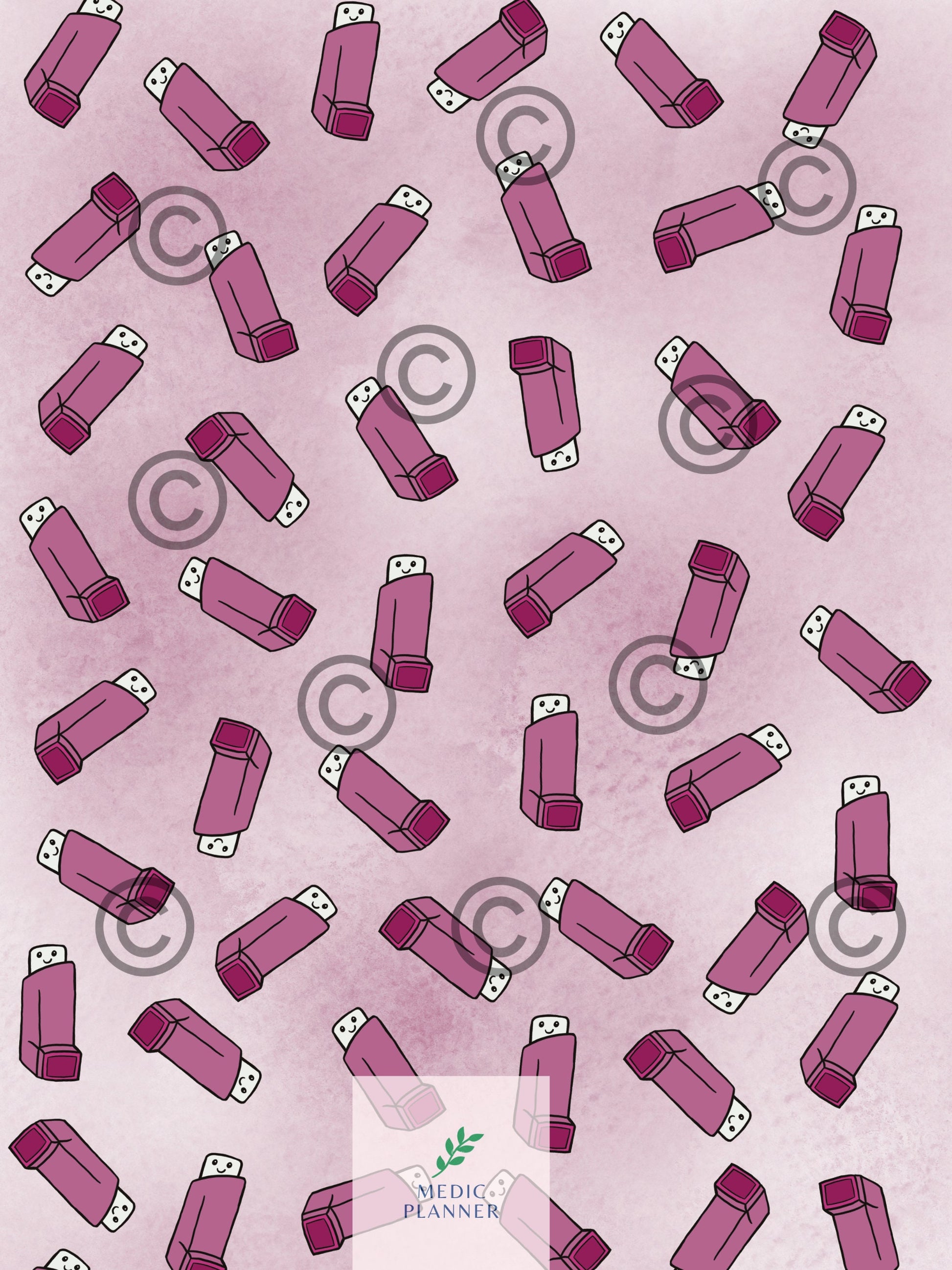 Handmade Inhaler Pattern Medication Bag - Pink | Inhaler Pouch | Asthma Bag | Puffer Pouch