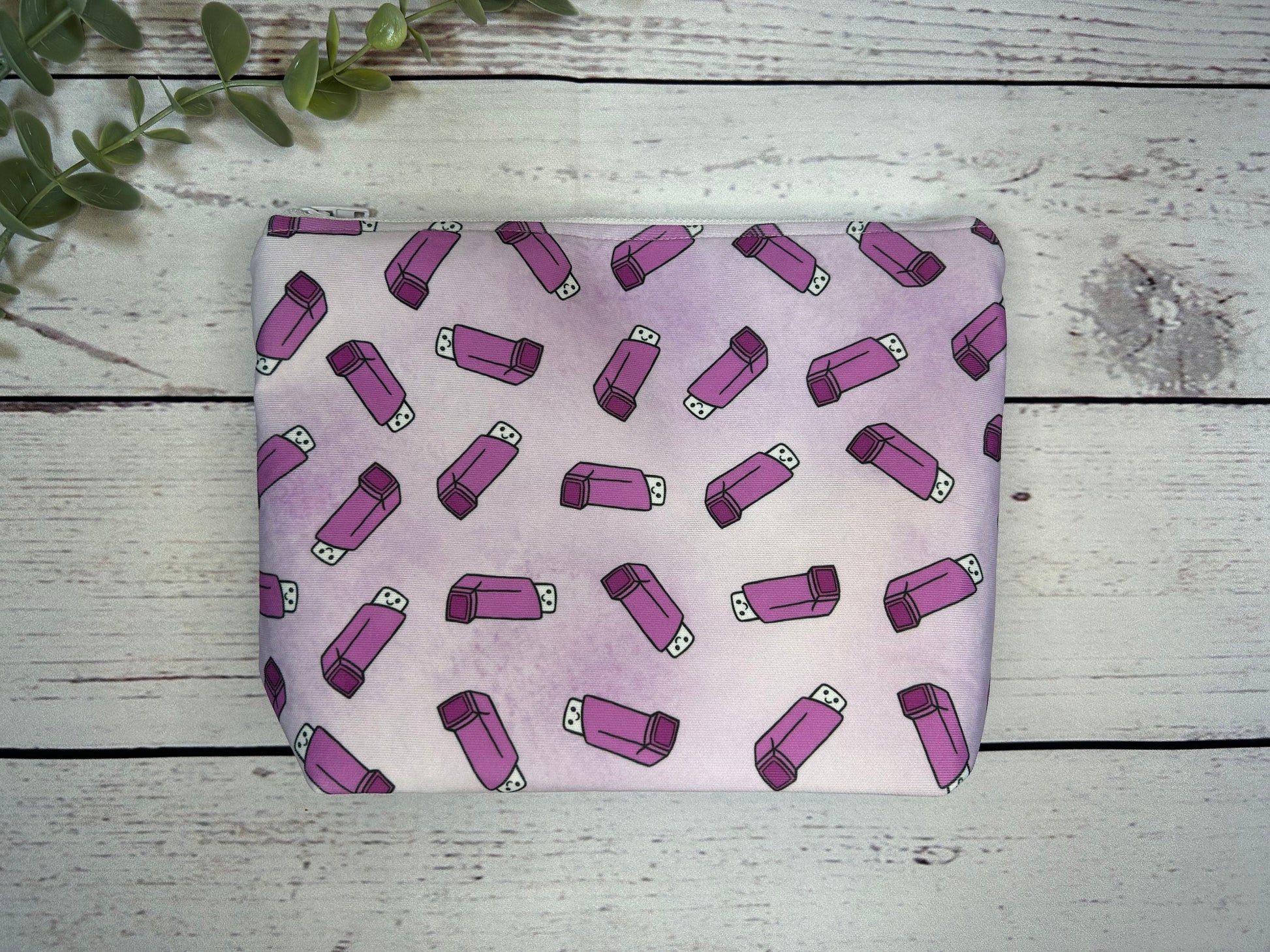 Handmade Inhaler Pattern Medication Bag - Pink | Inhaler Pouch | Asthma Bag | Puffer Pouch