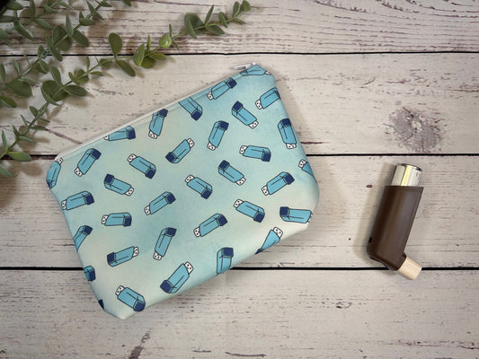 Handmade Inhaler Pattern Medication Bag - Blue