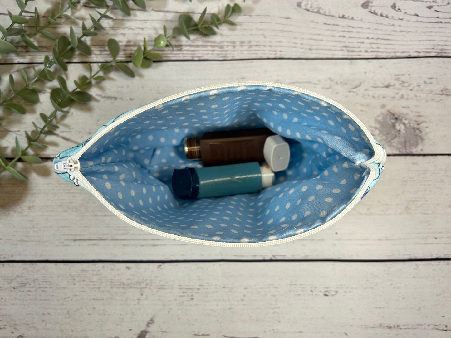 Handmade Inhaler Pattern Medication Bag - Blue