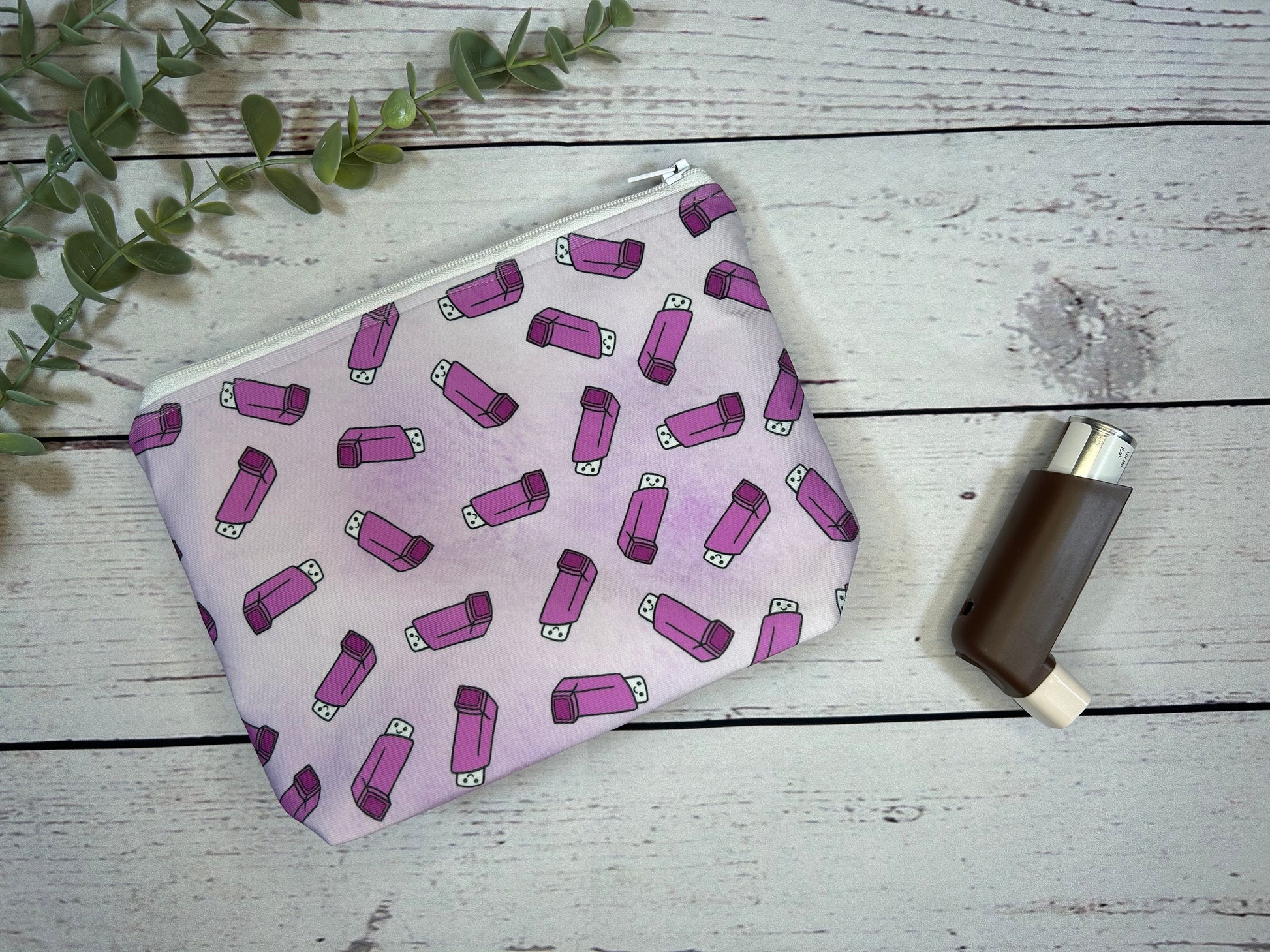 Handmade Inhaler Pattern Medication Bag - Pink | Inhaler Pouch | Asthma Bag | Puffer Pouch