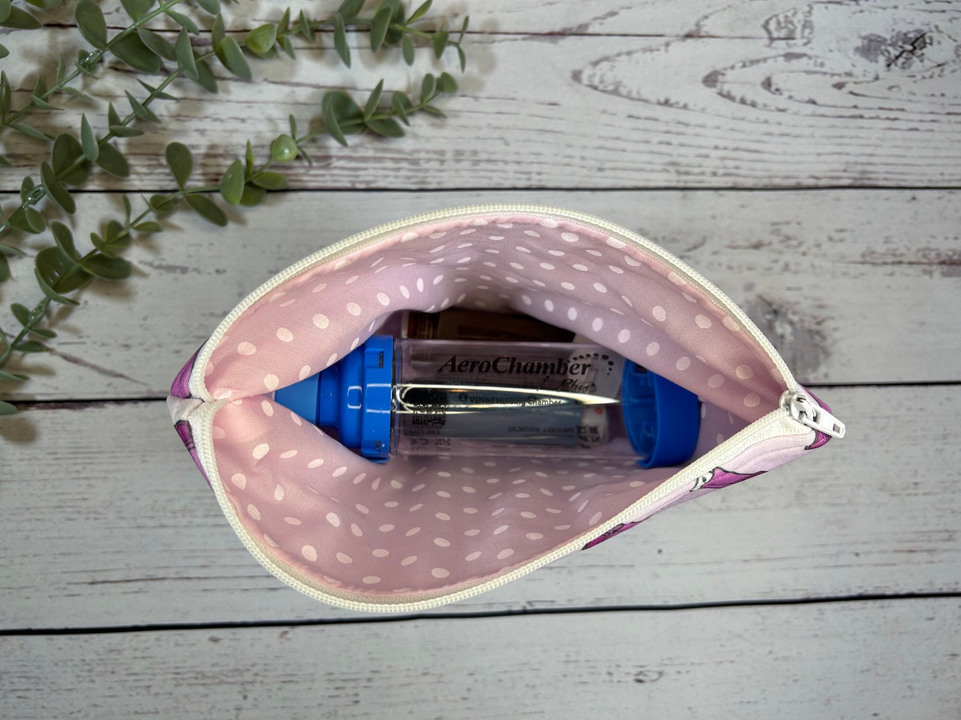 Handmade Inhaler Pattern Medication Bag - Pink | Inhaler Pouch | Asthma Bag | Puffer Pouch