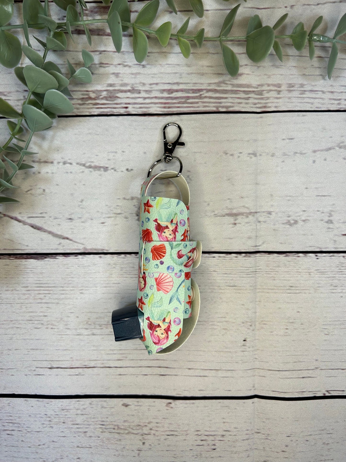 Faux Leather Inhaler Holder - LIMITED EDITION - Under The Sea Theme | Mermaid/Seahorse | Inhaler Case | Asthma Inhaler Holder | Keychain