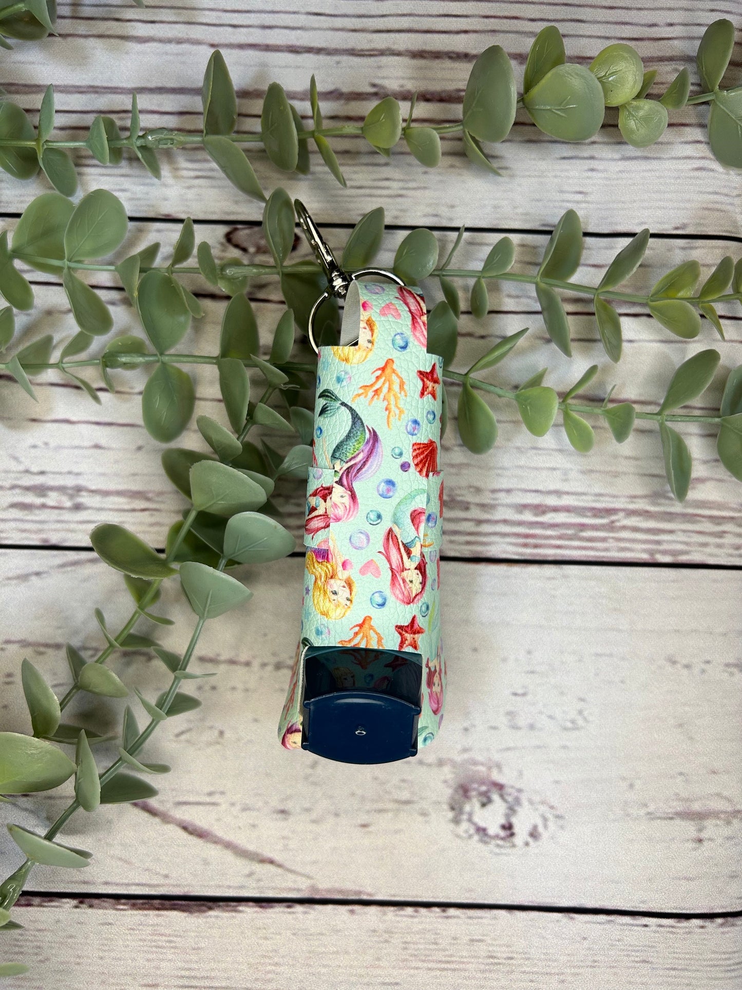 Faux Leather Inhaler Holder - LIMITED EDITION - Under The Sea Theme | Mermaid/Seahorse | Inhaler Case | Asthma Inhaler Holder | Keychain