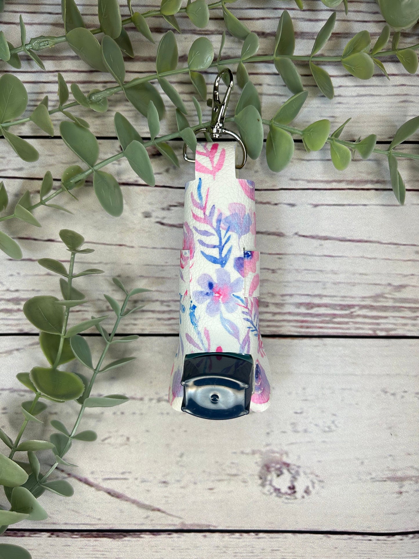 Faux Leather Inhaler Holder - Purple Flowers/Daisy | Inhaler Case | Asthma Inhaler Holder | Asthma Pump Cover | Keychain