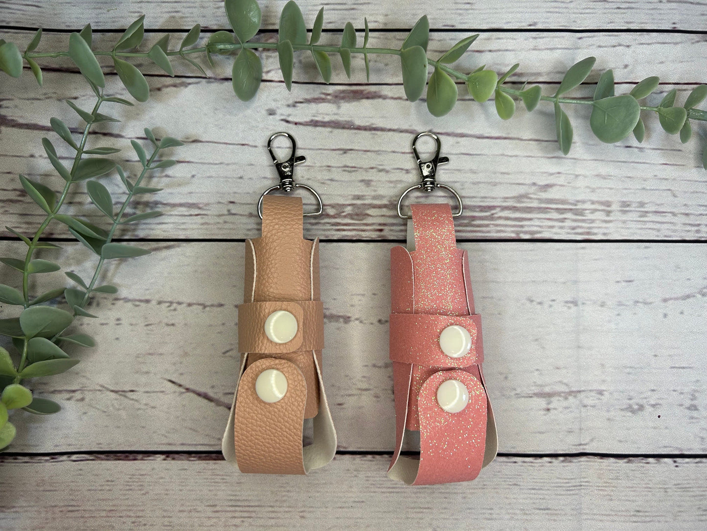 Faux Leather Inhaler Holder - LIMITED EDITION - Pink and White Flowers/Pink/Pink Glitter | Inhaler Case | Asthma Inhaler Holder | Keychain