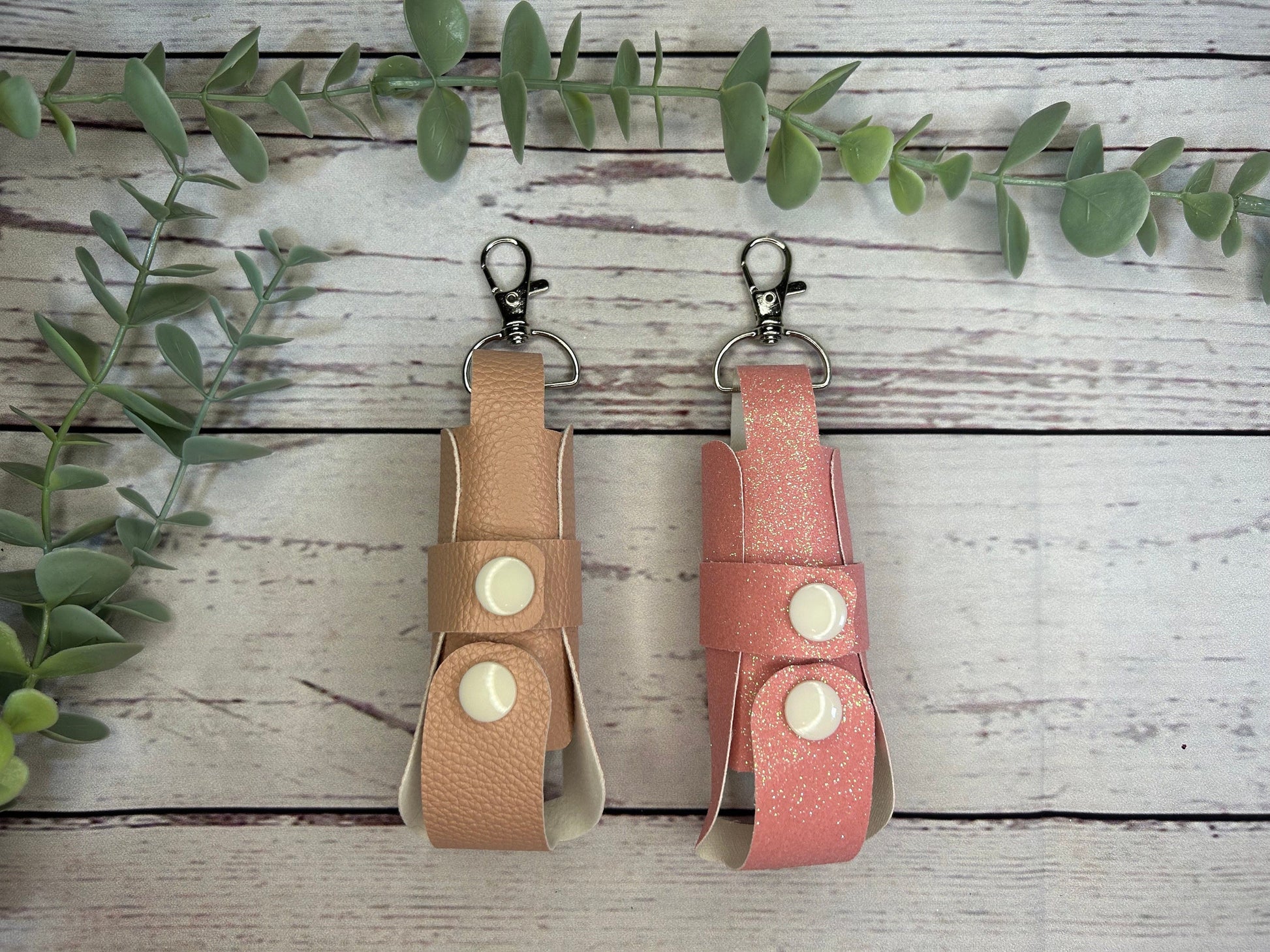 Faux Leather Inhaler Holder - LIMITED EDITION - Pink and White Flowers/Pink/Pink Glitter | Inhaler Case | Asthma Inhaler Holder | Keychain