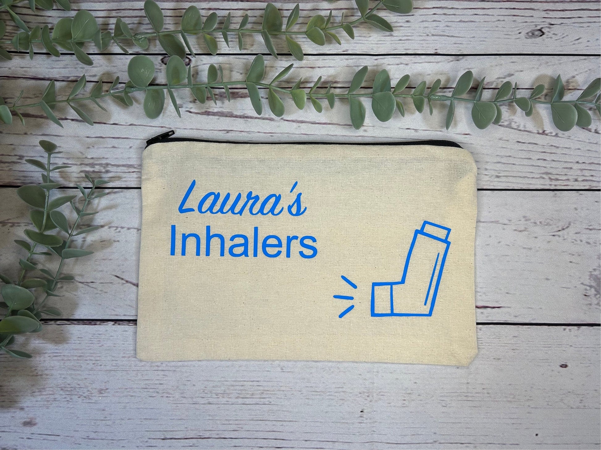 Personalised Cotton Canvas Inhaler Bag | Cotton | Inhaler Pouch | Medication Bag