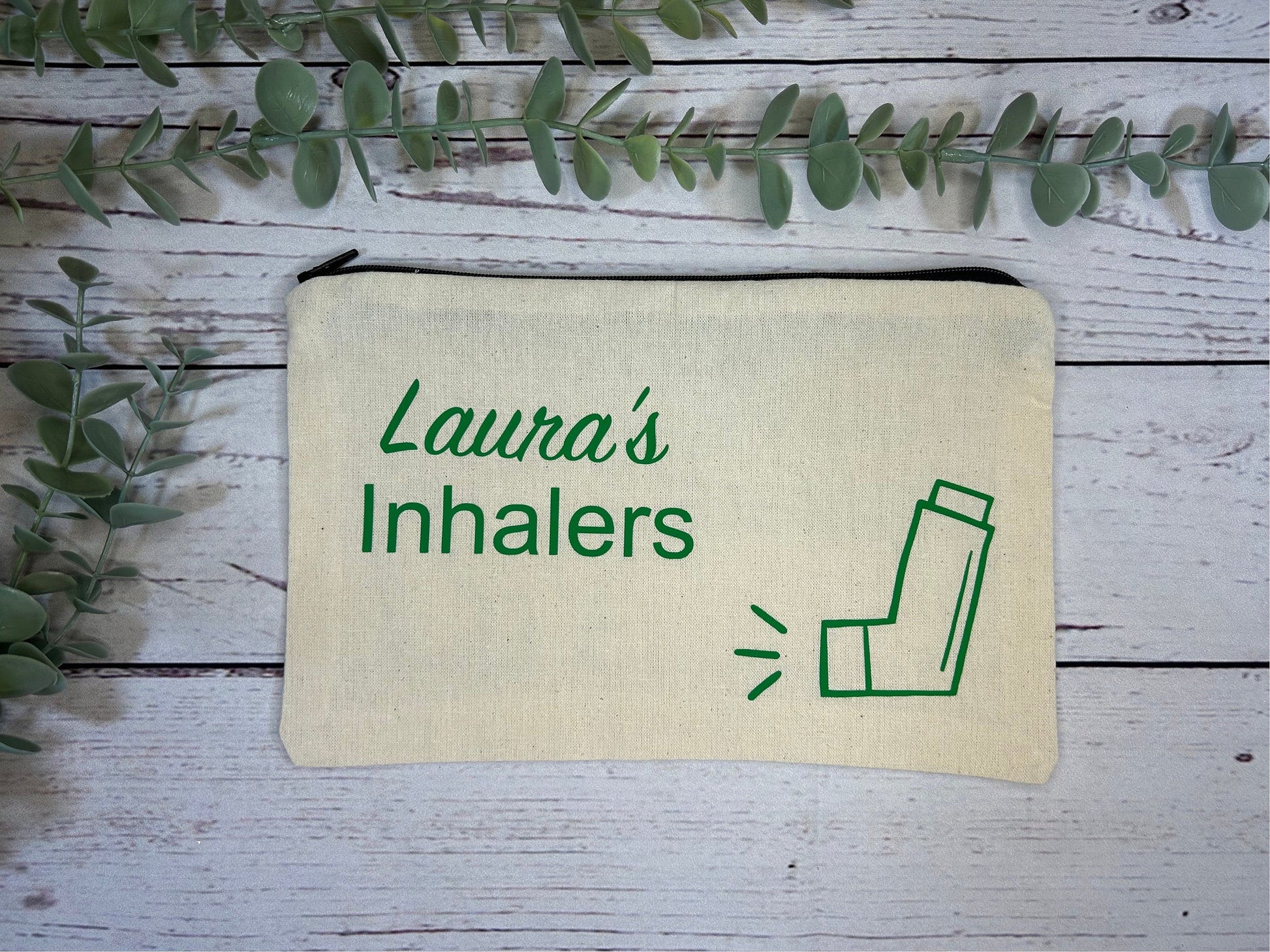 Personalised Cotton Canvas Inhaler Bag | Cotton | Inhaler Pouch | Medication Bag
