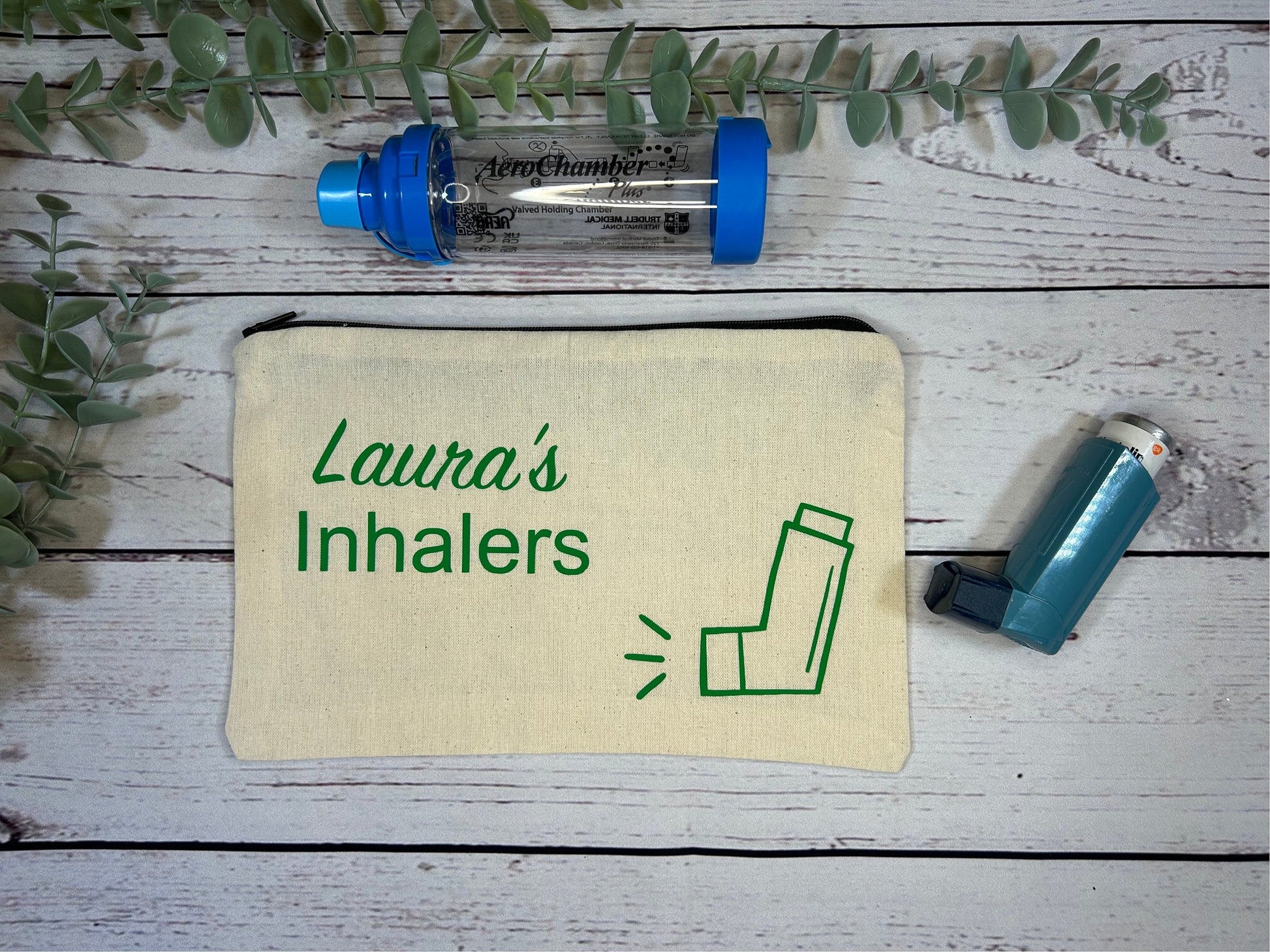 Personalised Cotton Canvas Inhaler Bag | Cotton | Inhaler Pouch | Medication Bag