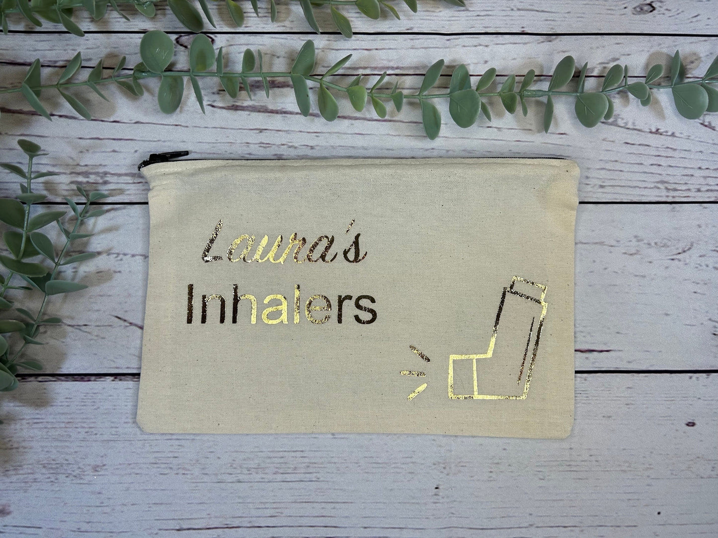 Personalised Cotton Canvas Inhaler Bag | Cotton | Inhaler Pouch | Medication Bag