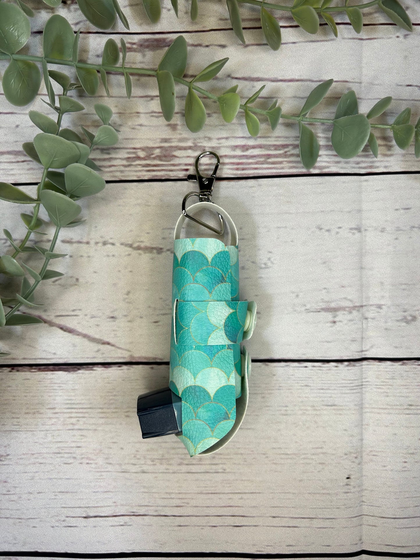 Faux Leather Inhaler Holder - LIMITED EDITION - Under The Sea Theme | Mermaid/Seahorse | Inhaler Case | Asthma Inhaler Holder | Keychain
