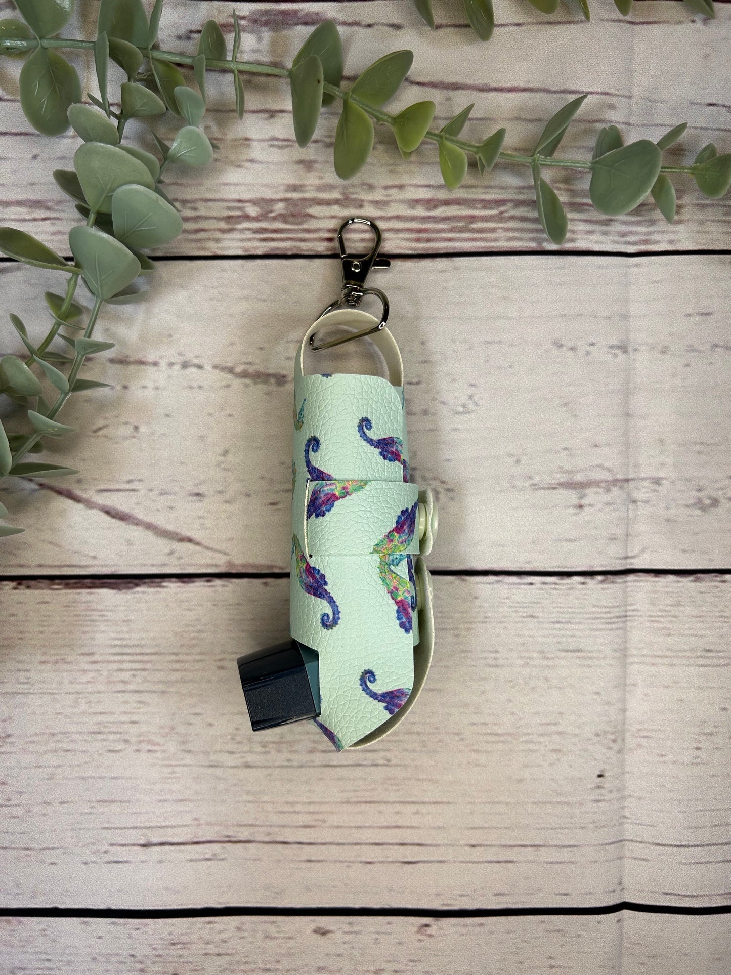 Faux Leather Inhaler Holder - LIMITED EDITION - Under The Sea Theme | Mermaid/Seahorse | Inhaler Case | Asthma Inhaler Holder | Keychain