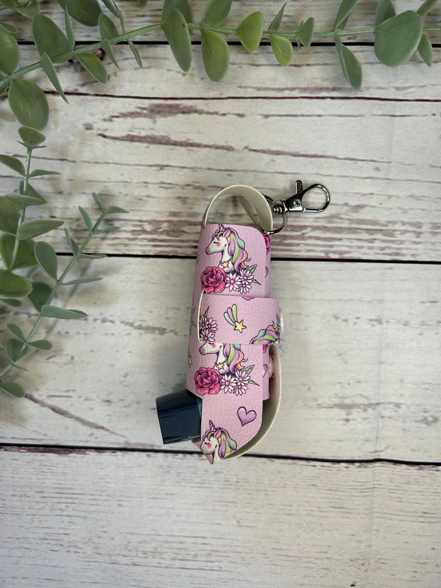 Faux Leather Inhaler Holder - Purple Unicorn | Inhaler Case | Asthma Inhaler Holder | Asthma Pump Cover | Keychain