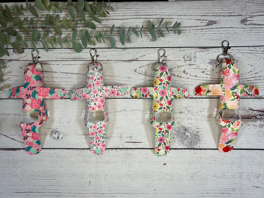 Faux Leather Inhaler Holder - Pink Flowers | Inhaler Case | Asthma Inhaler Holder | Asthma Pump Cover | Keychain