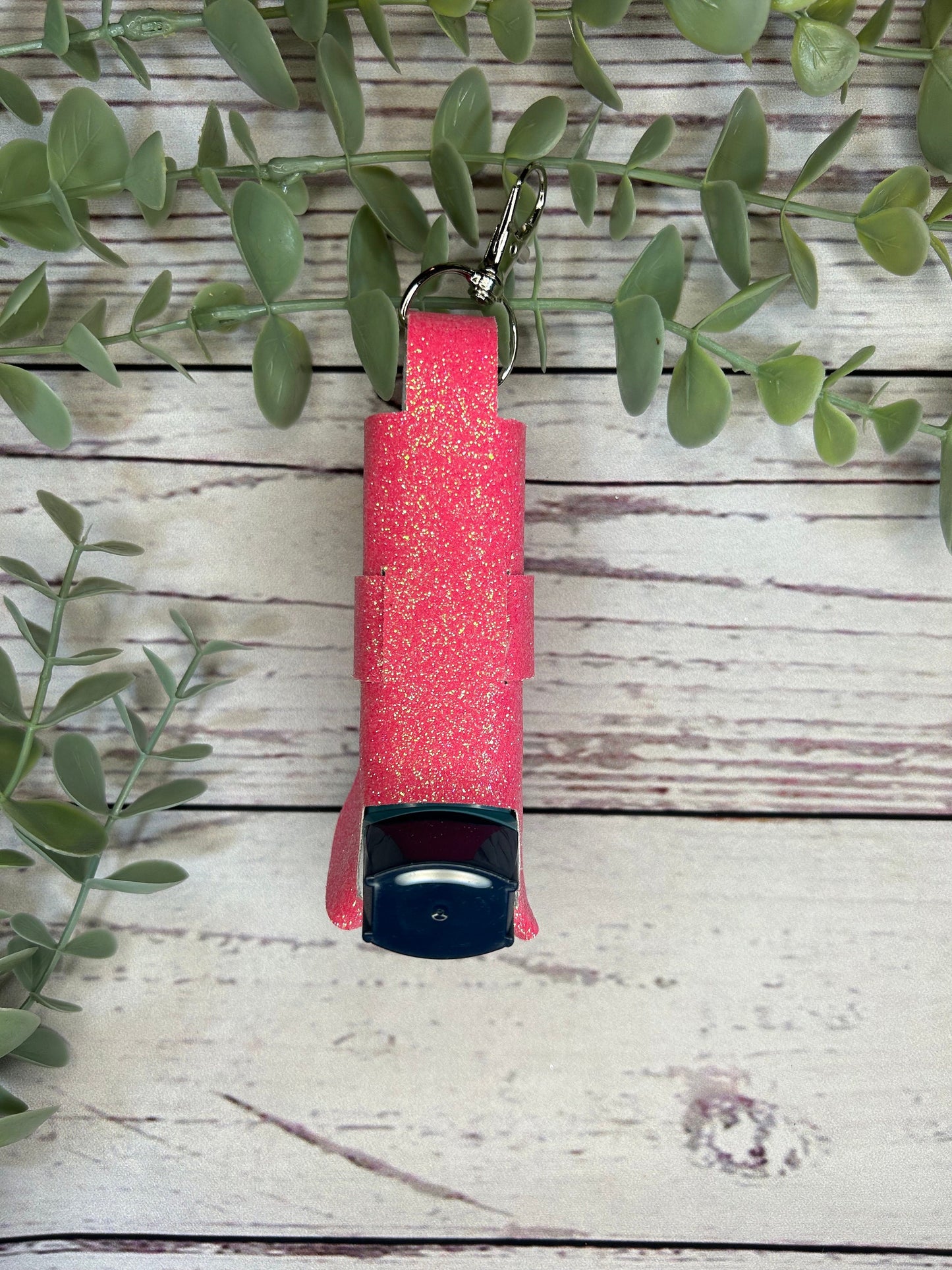 Faux Leather Inhaler Holder - Pink/Pink Glitter | Inhaler Case | Asthma Inhaler Holder | Asthma Pump Cover | Keychain