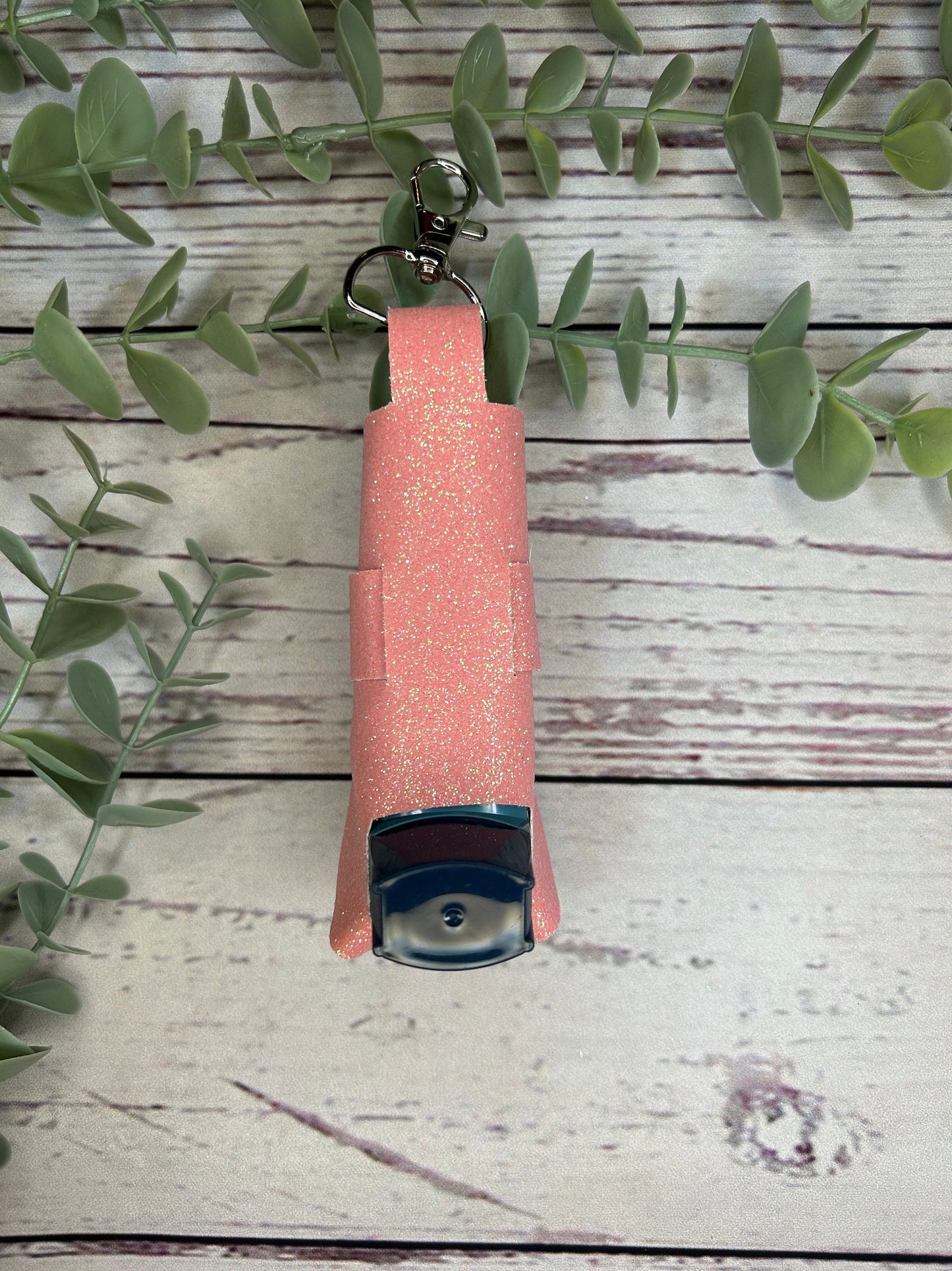 Faux Leather Inhaler Holder - LIMITED EDITION - Pink and White Flowers/Pink/Pink Glitter | Inhaler Case | Asthma Inhaler Holder | Keychain