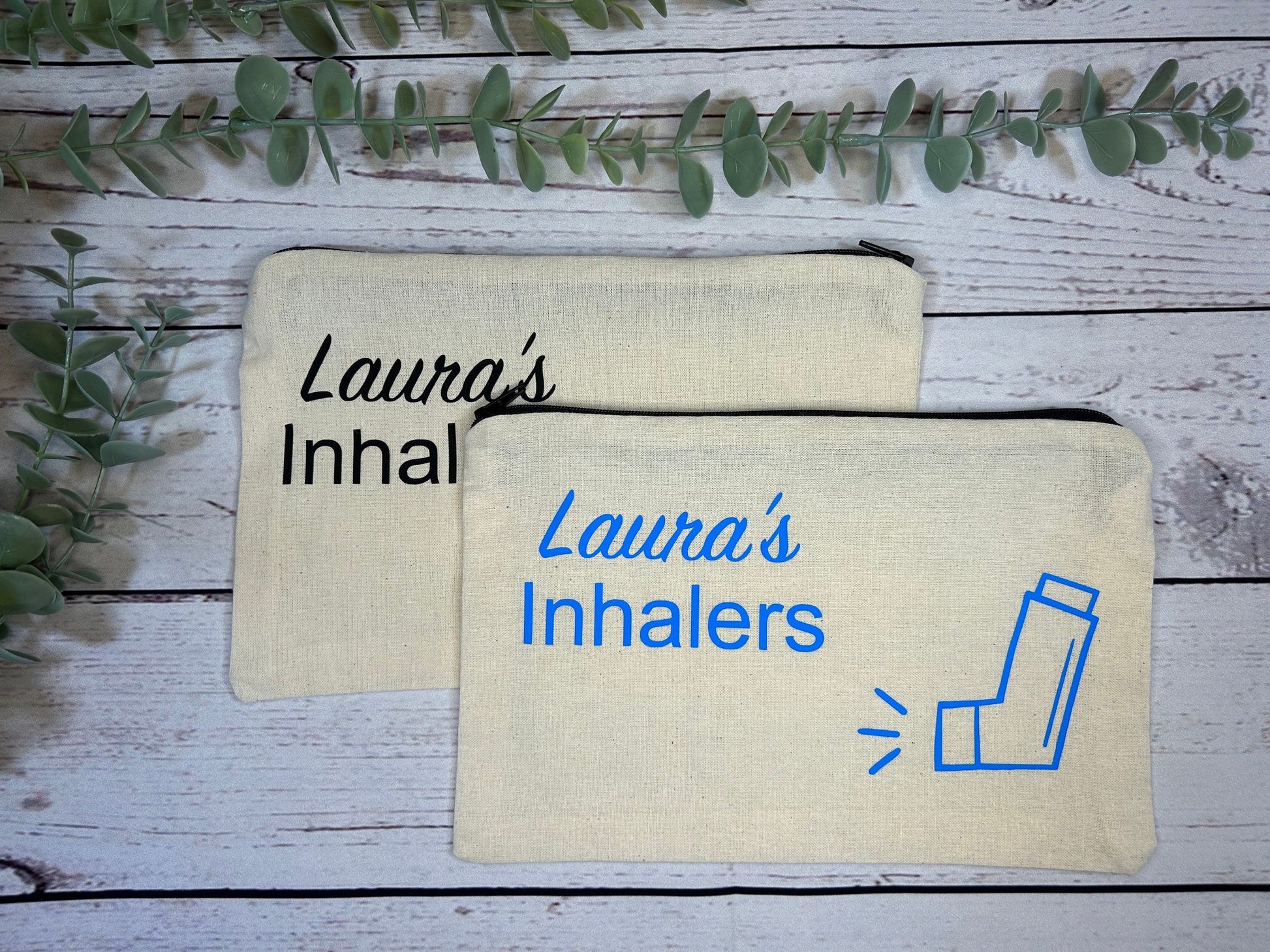 Personalised Cotton Canvas Inhaler Bag | Cotton | Inhaler Pouch | Medication Bag