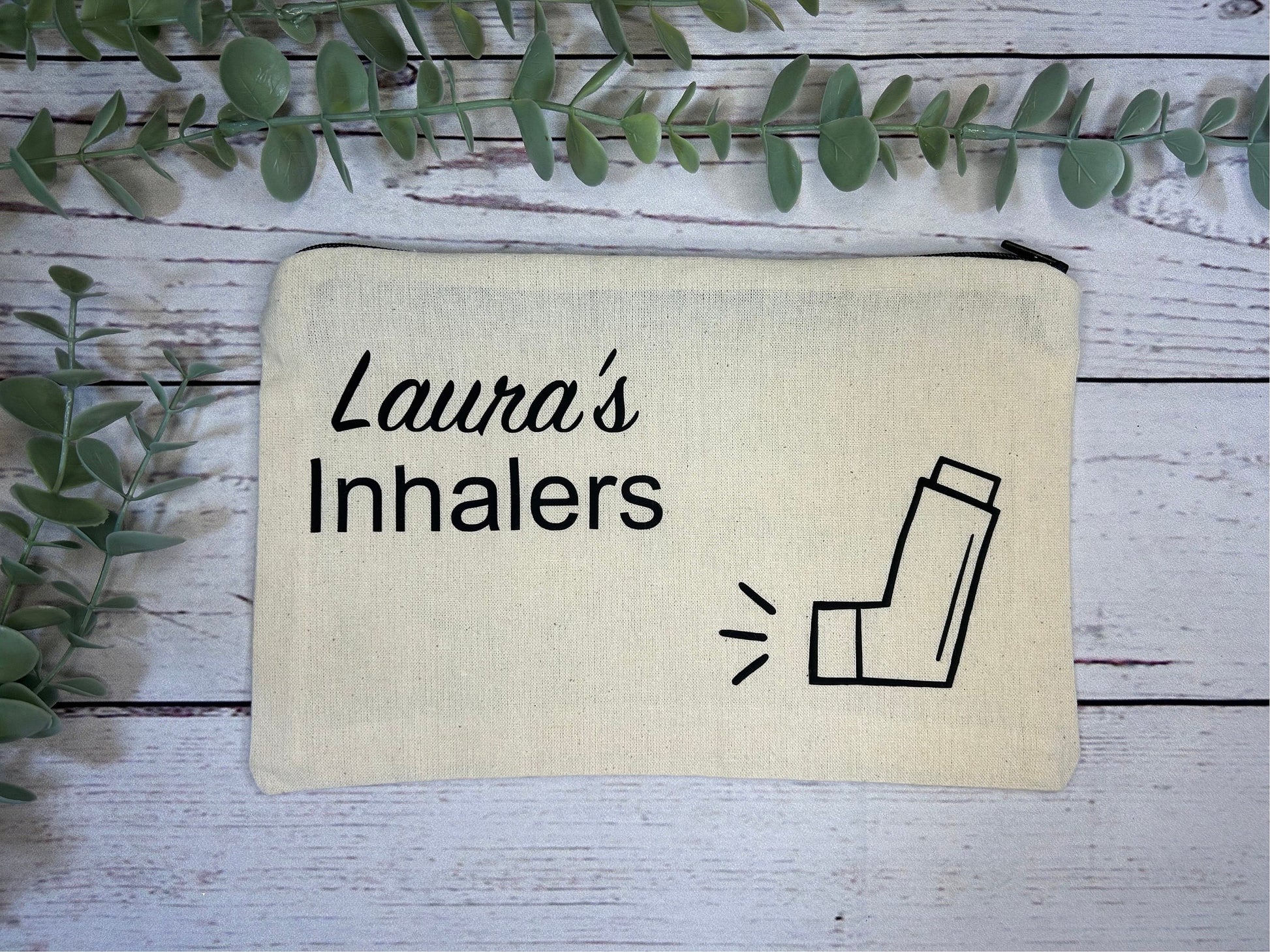 Personalised Cotton Canvas Inhaler Bag | Cotton | Inhaler Pouch | Medication Bag