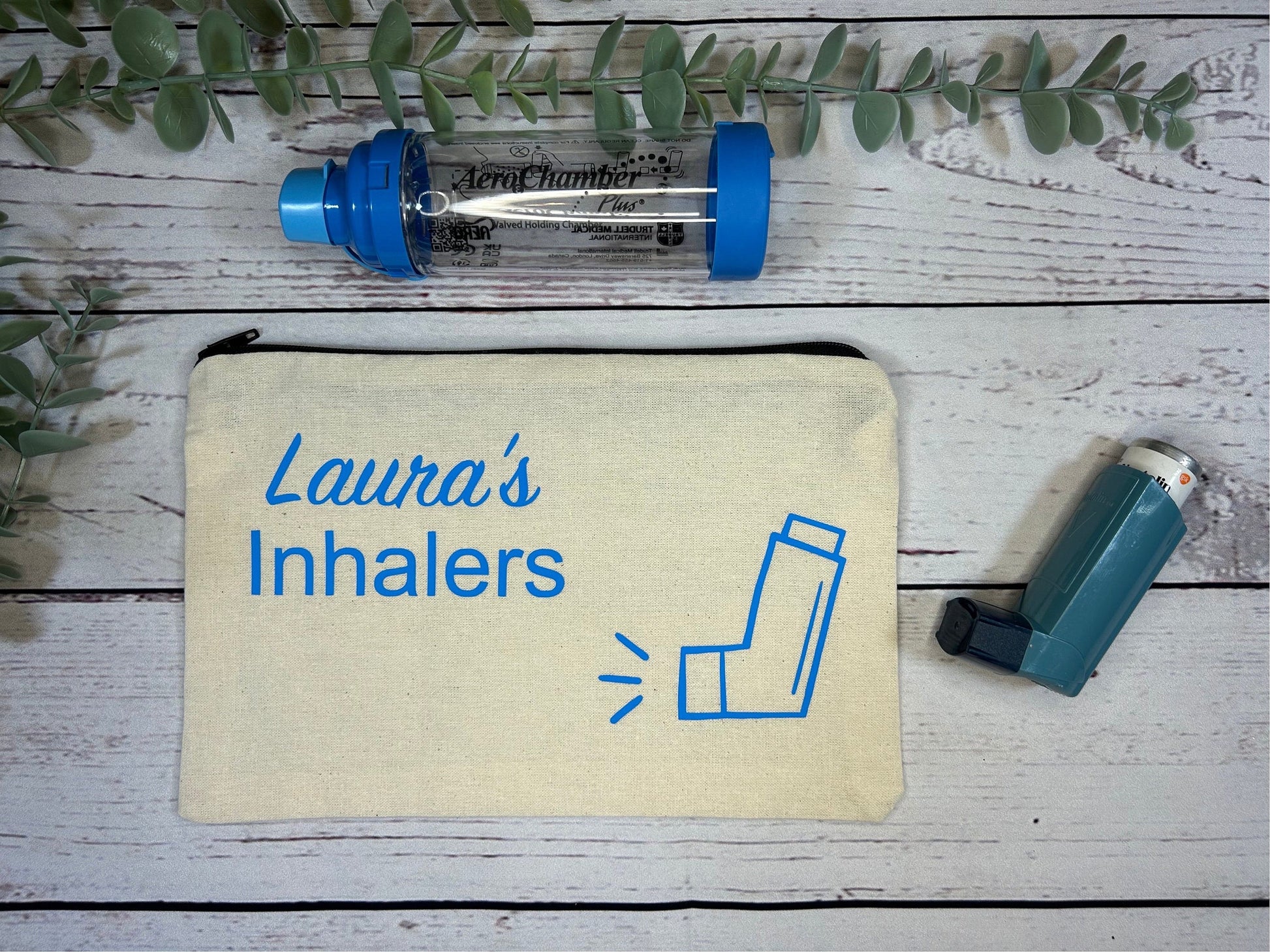 Personalised Cotton Canvas Inhaler Bag | Cotton | Inhaler Pouch | Medication Bag