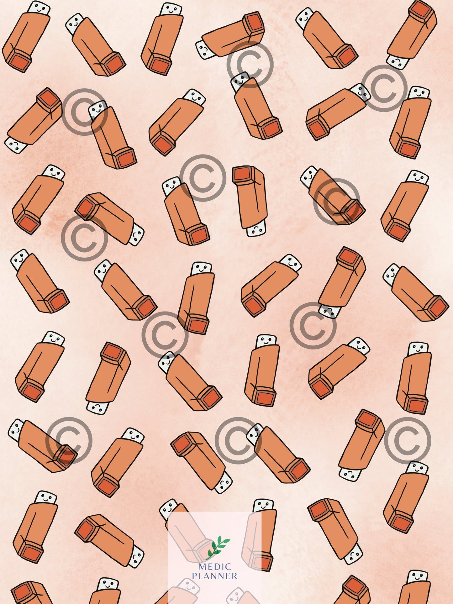 Handmade Inhaler Pattern Medication Bag - Orange | Inhaler Pouch | Asthma Bag | Puffer Pouch