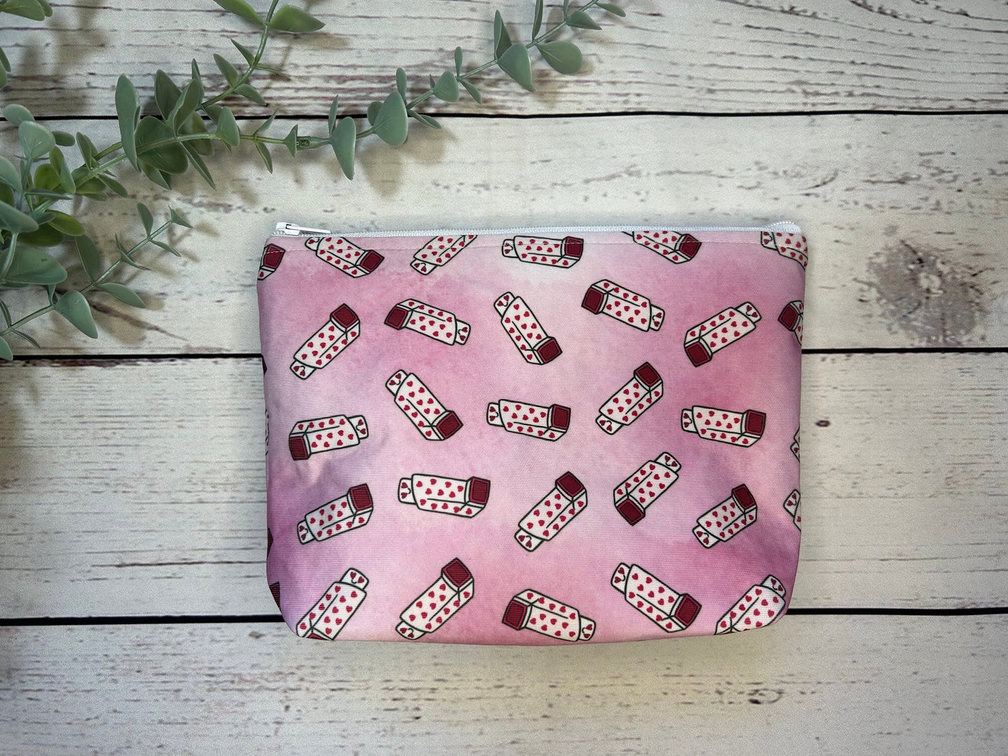 Handmade Valentine's Heart Inhaler Pattern Medication Bag | Inhaler Pouch | Asthma Bag | Puffer Pouch