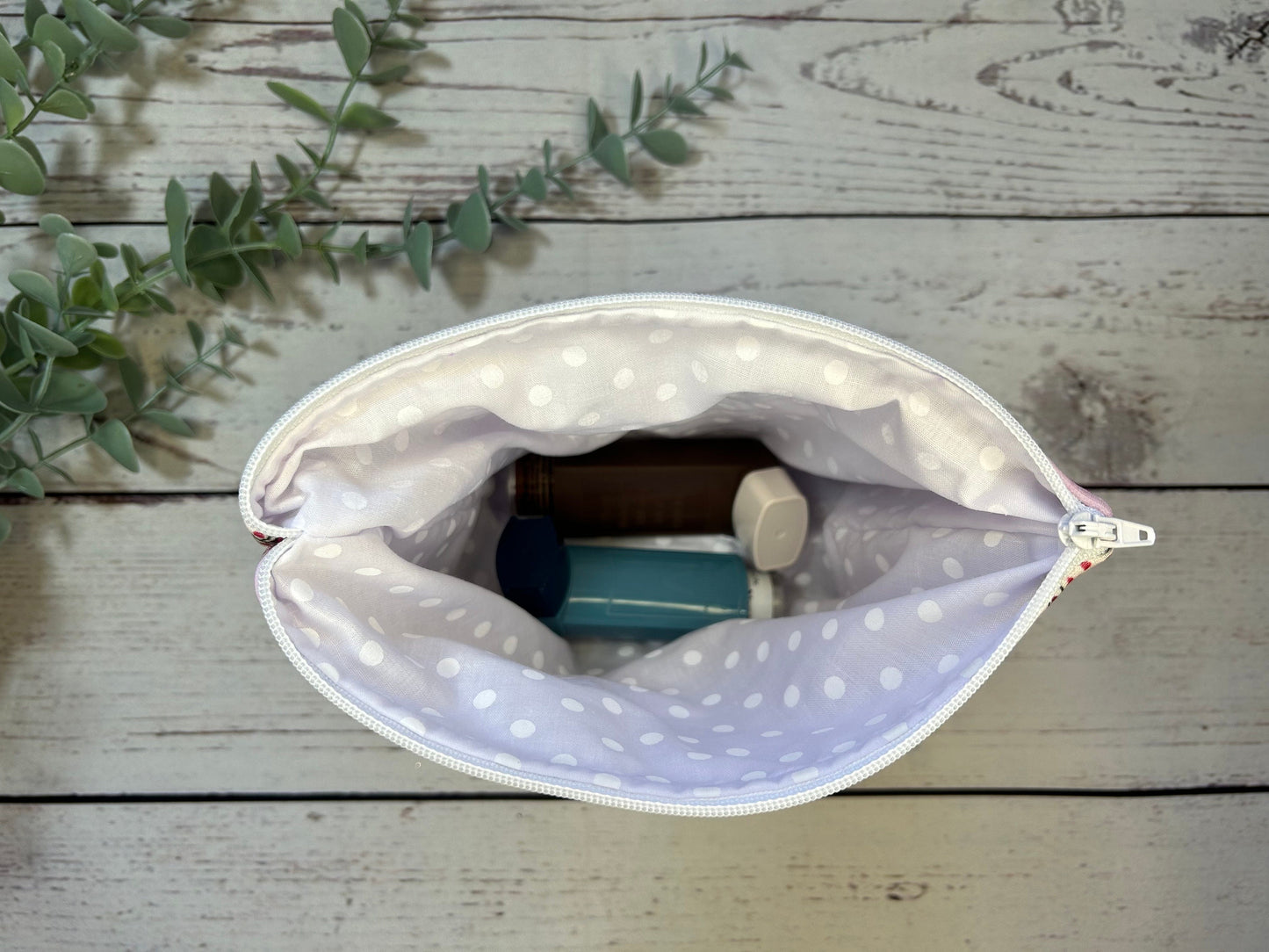 Handmade Valentine's Heart Inhaler Pattern Medication Bag | Inhaler Pouch | Asthma Bag | Puffer Pouch