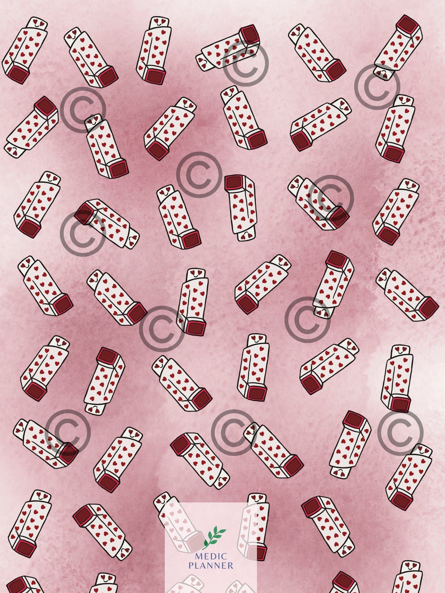 Handmade Valentine's Heart Inhaler Pattern Medication Bag | Inhaler Pouch | Asthma Bag | Puffer Pouch