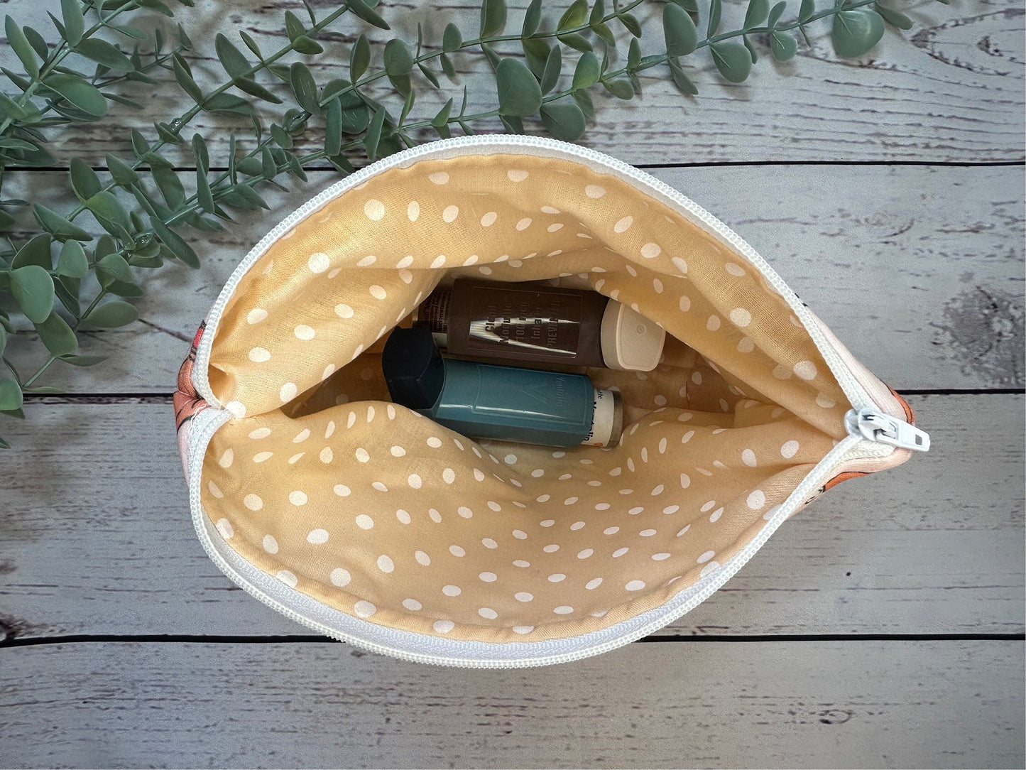 Handmade Inhaler Pattern Medication Bag - Orange | Inhaler Pouch | Asthma Bag | Puffer Pouch