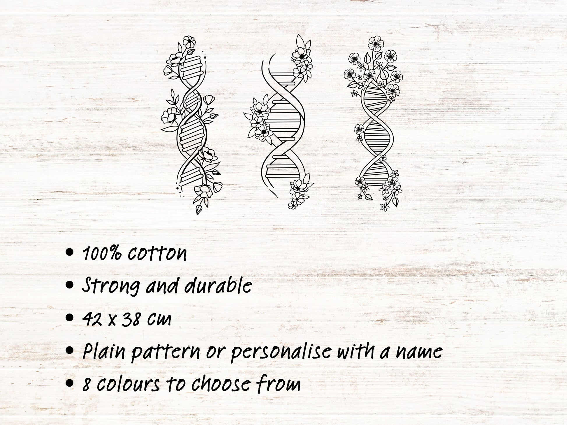 Flowery DNA Tote Bag 3 Designs | Personalised | 100% Cotton | Gift