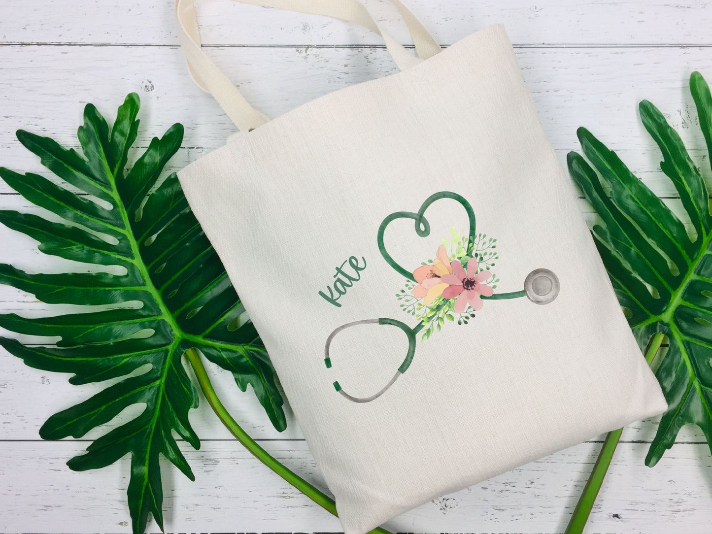 Flowery Stethoscope Tote Bag | Personalised | Medical Gift | Nurse | Doctor | Vet | Graduation