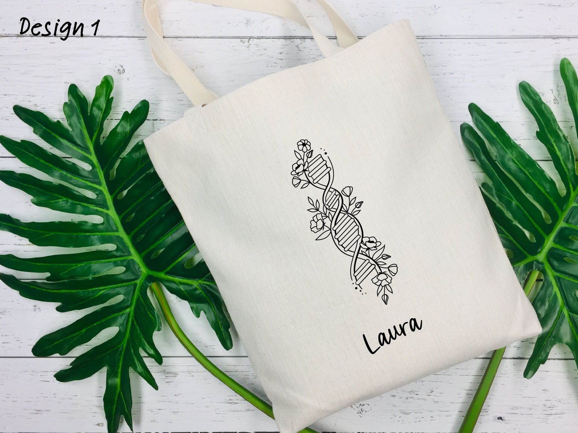 Flowery DNA Tote Bag 3 Designs | Personalised | 100% Cotton | Gift