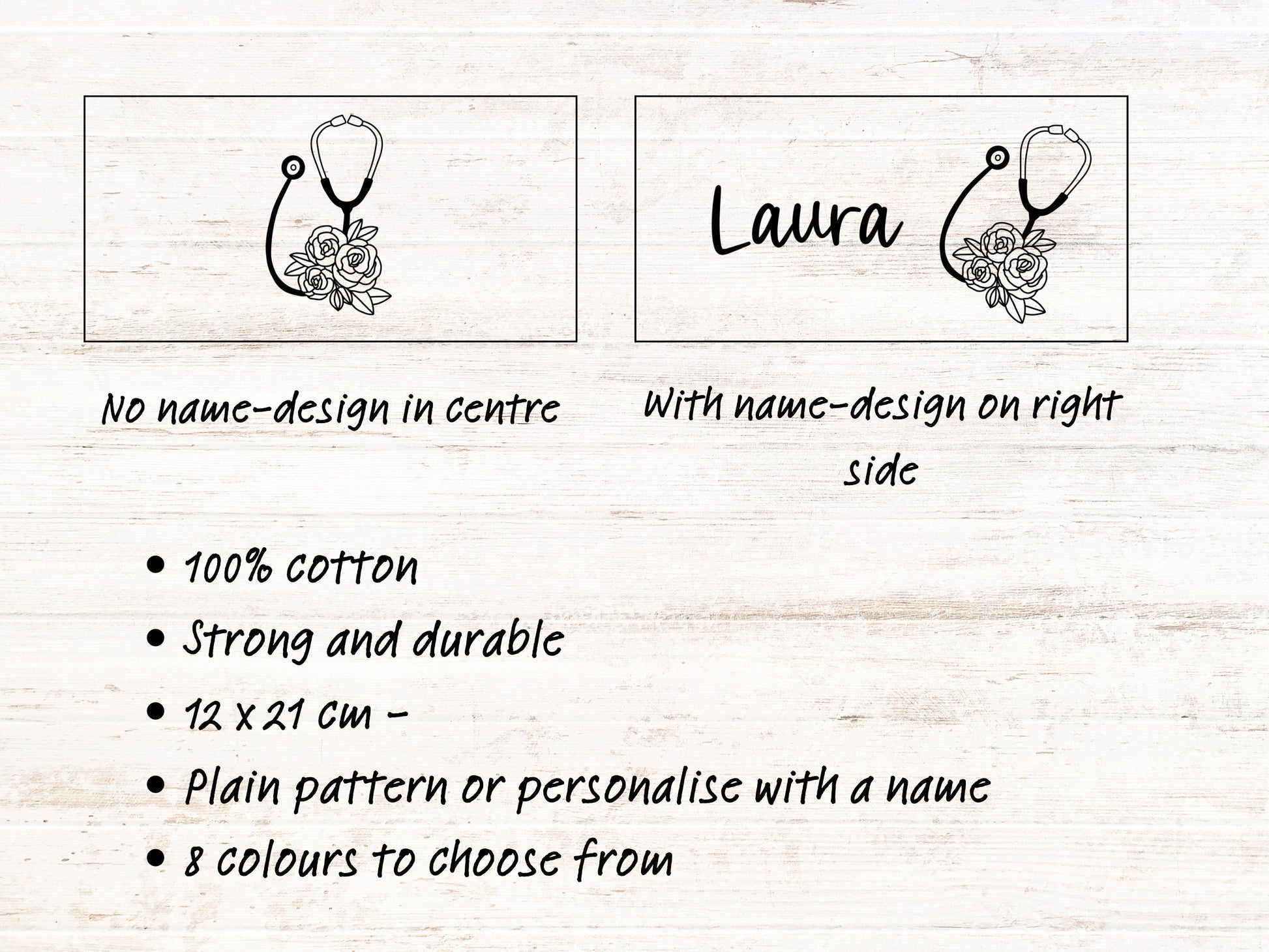 Flowery Stethoscope Zip Bag | Pencil Case | Personalised | 100% Cotton | Medical Gift | Nurse | Doctor | Vet | Graduation