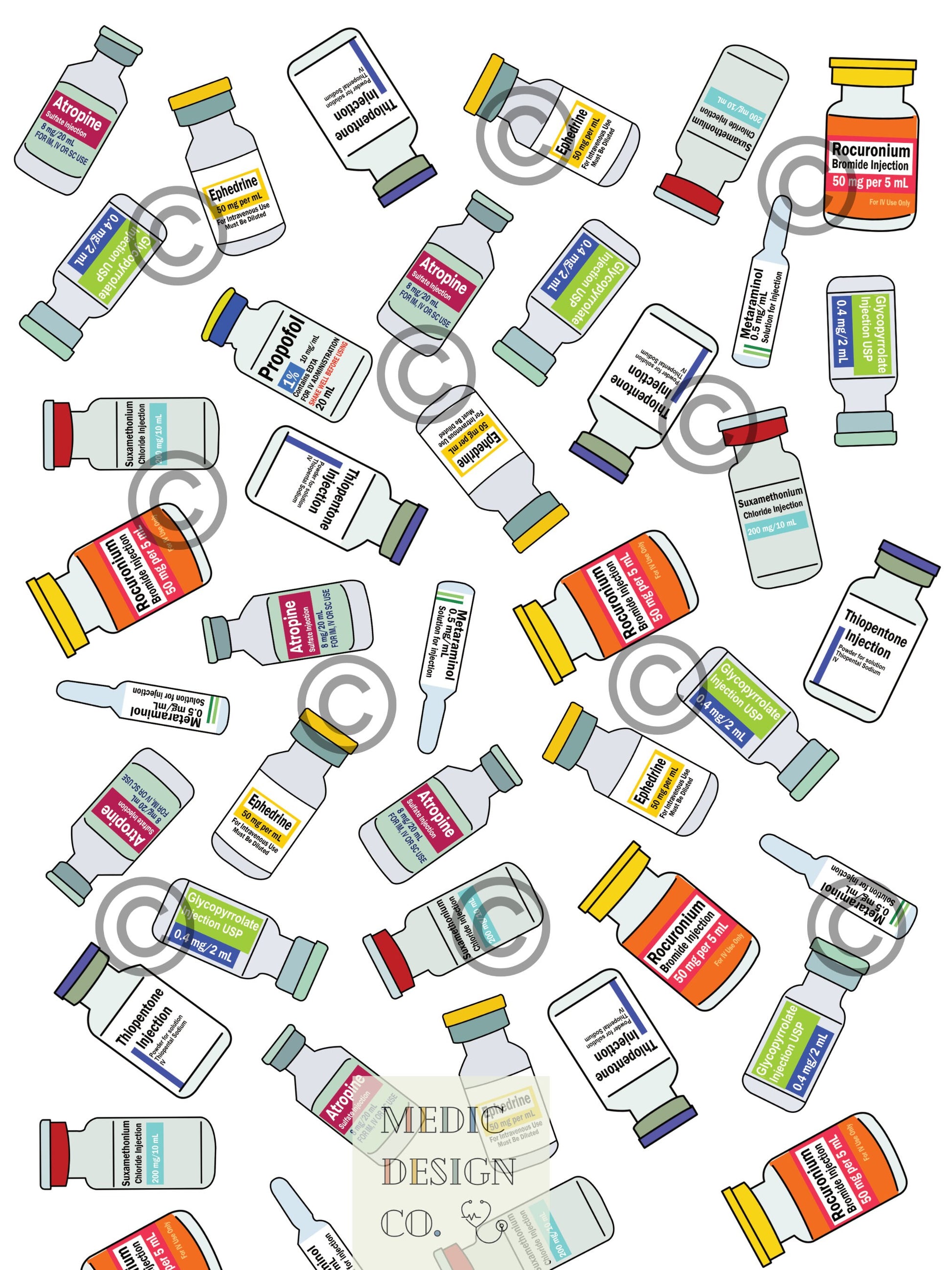 Anaesthetic Drug Bottle Bag | Pencil Case | Cosmetic Bag | Medication Bag | Gift | Doctor | Nurse | Pharmacist | Anaesthetist | Medical