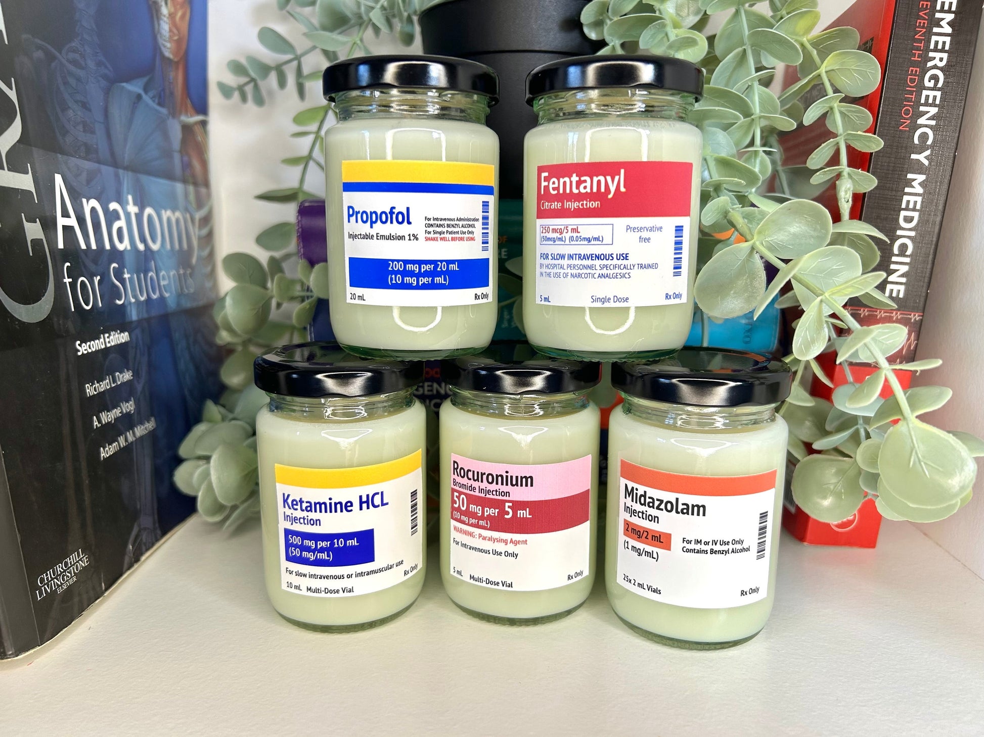 Drug Label Theme Mini Candle | Soy and Coconut Wax | Medic Gift | Anaesthetics | 90g | 3 oz