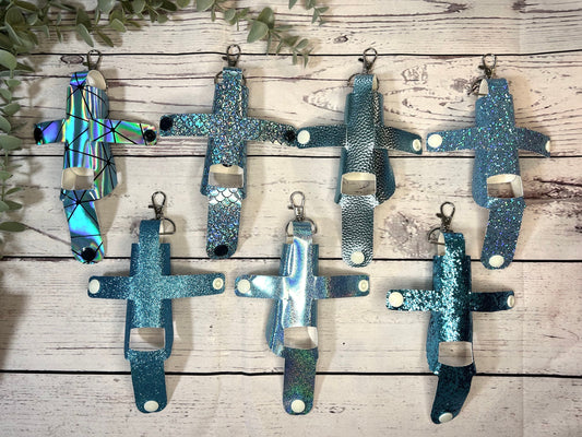 Faux Leather Inhaler Holder - Beautiful Blue | Inhaler Case | Asthma Inhaler Holder | Asthma Pump Cover | Keychain