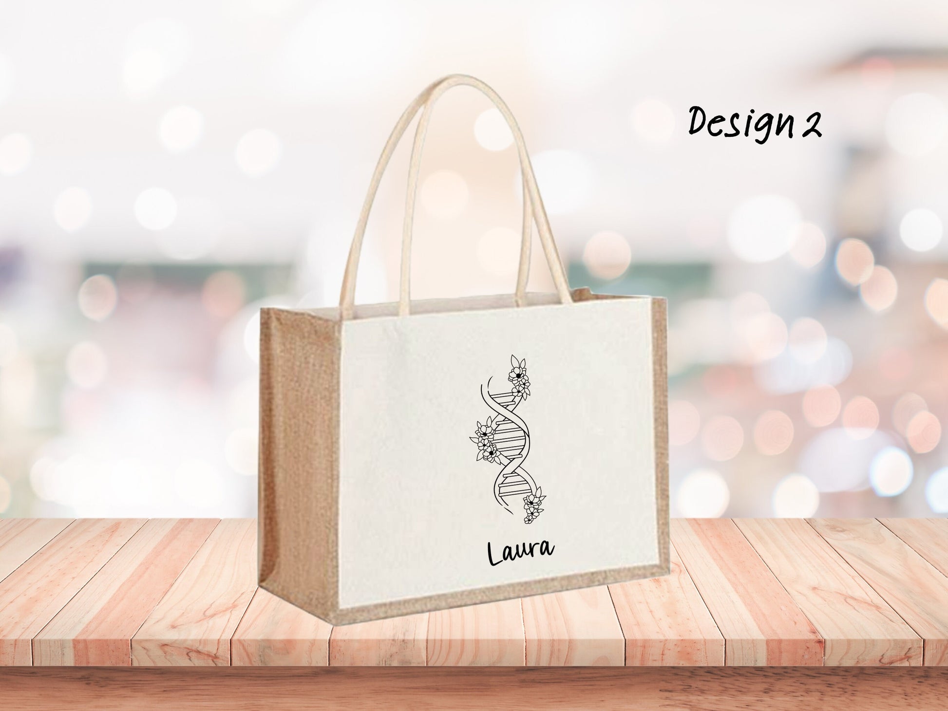 Flowery DNA Jute Bag 3 Designs | Shopping Bag | Personalised | Gift