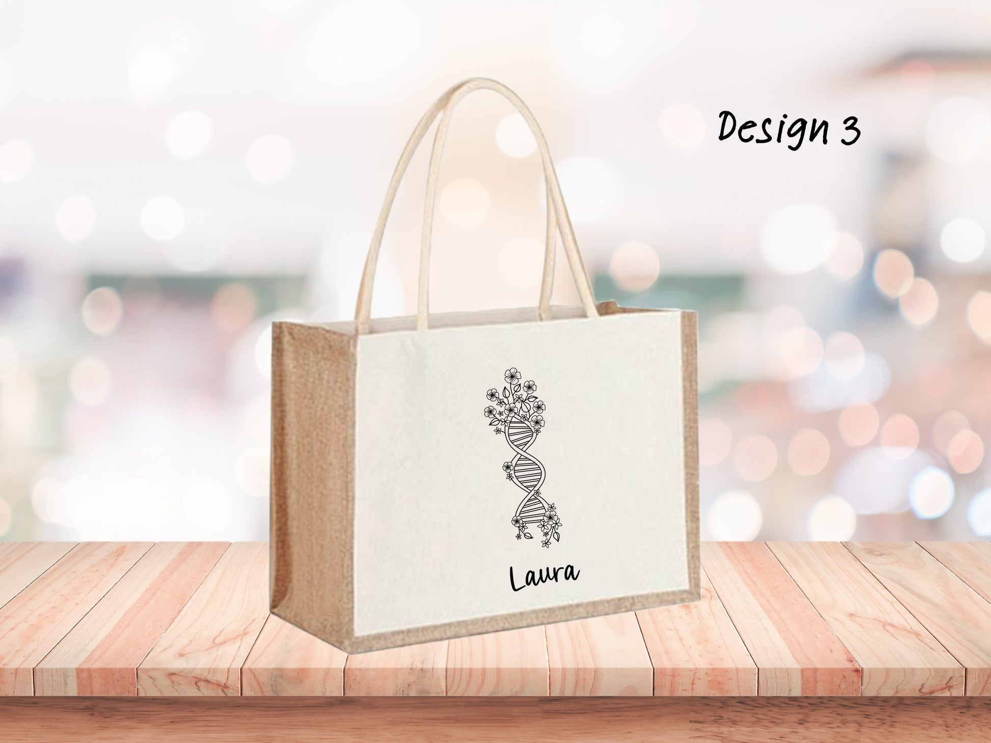 Flowery DNA Jute Bag 3 Designs | Shopping Bag | Personalised | Gift