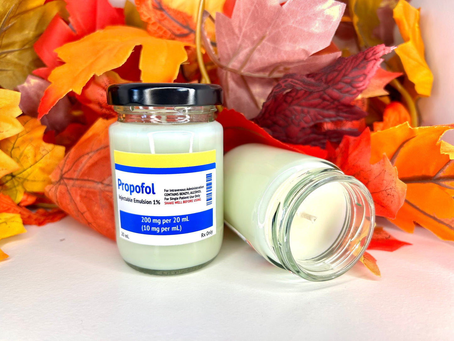 Propofol/Midazolam/Ketamine Label Autumn Scents Mini Candle | Soy and Coconut Wax | Medic Gift | Anaesthetics | 90g | 3 oz