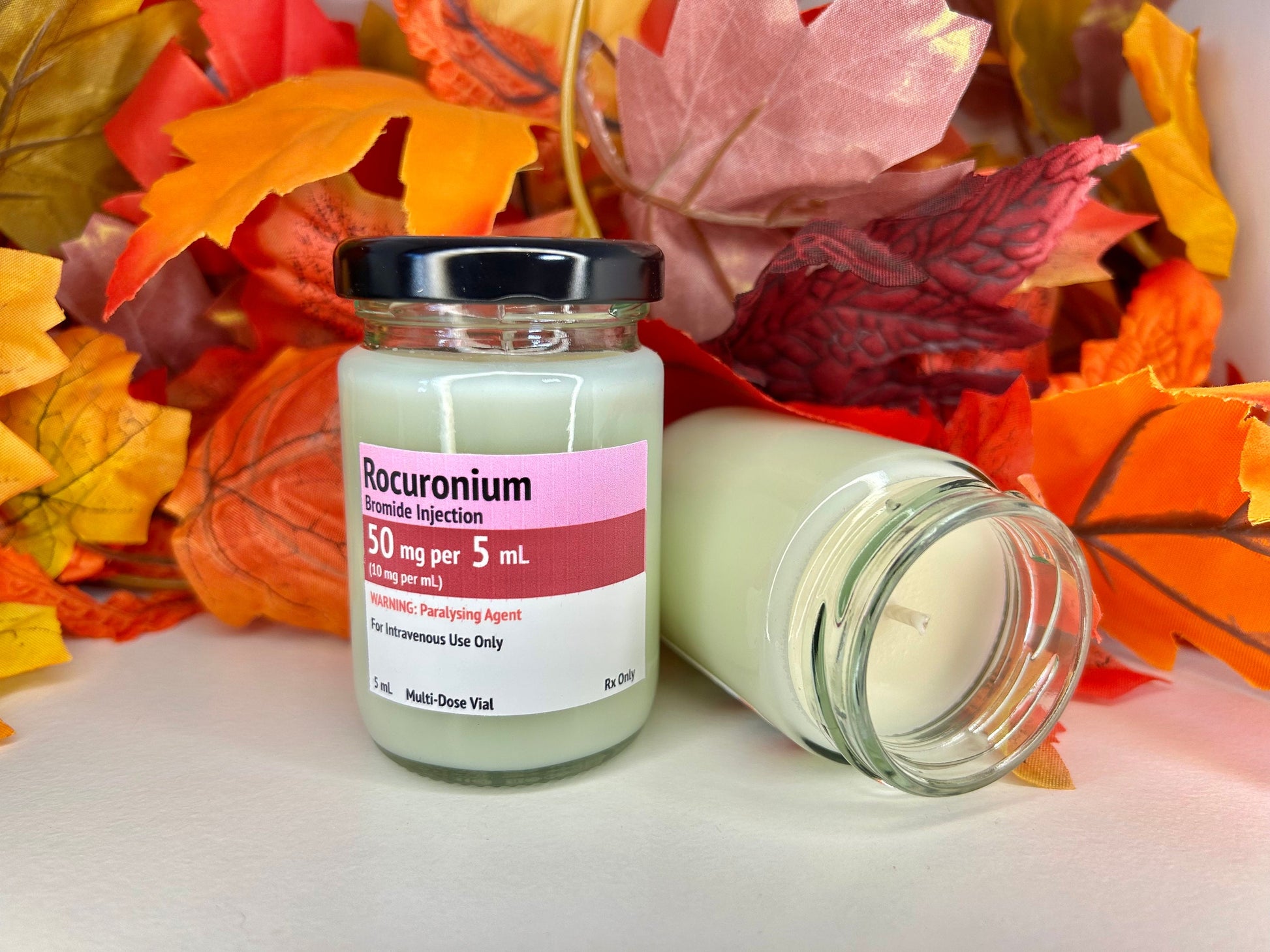 Propofol/Midazolam/Ketamine Label Autumn Scents Mini Candle | Soy and Coconut Wax | Medic Gift | Anaesthetics | 90g | 3 oz