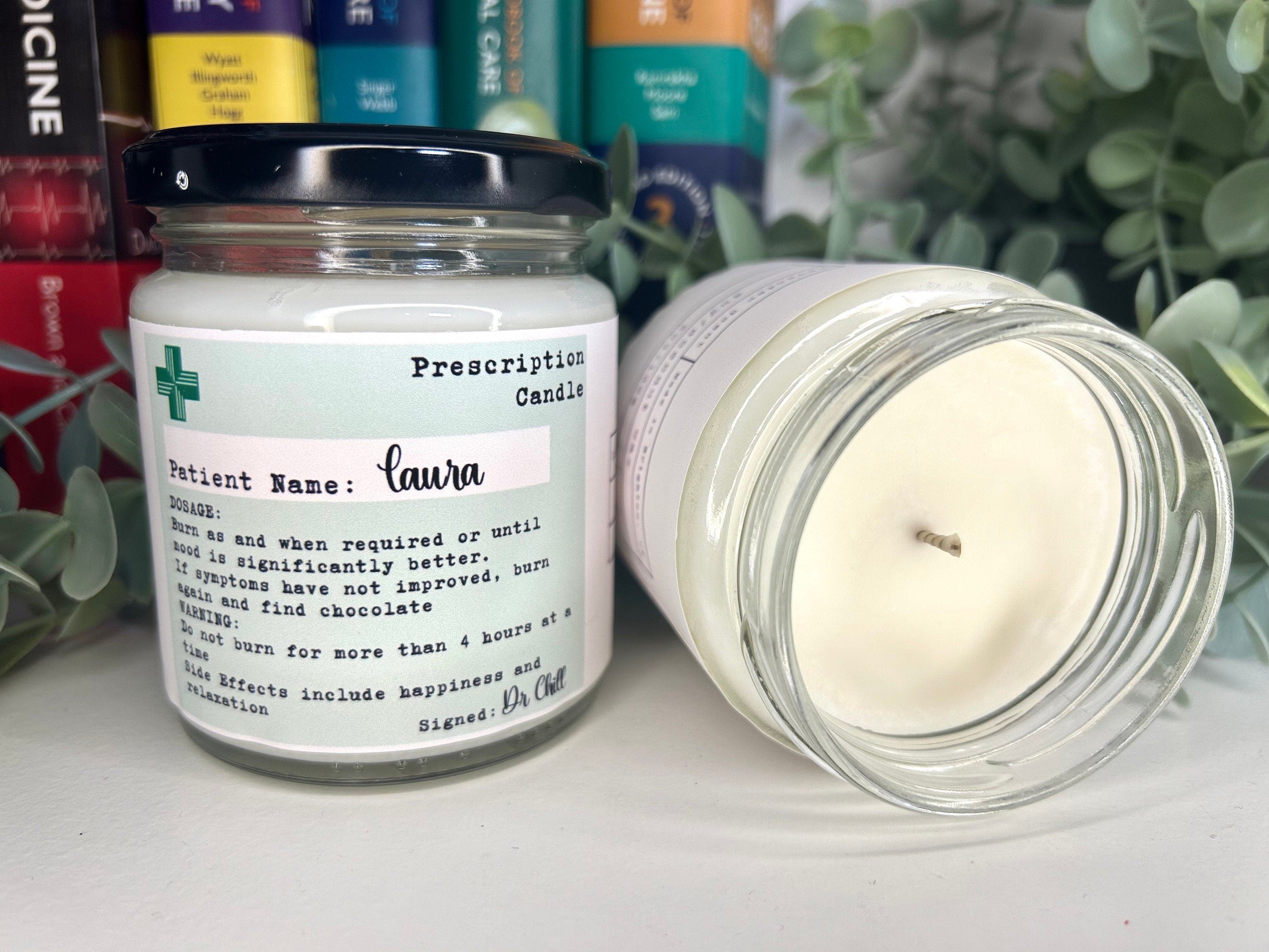 Prescription Candle | Personalised | Soy and Coconut Wax | Medic Gift | Anaesthetics | 180g | 6 oz