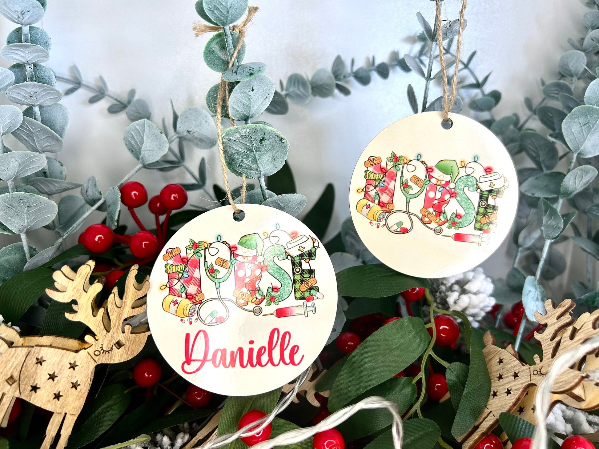 Nurse Christmas Ornament | Wood | Ceramic