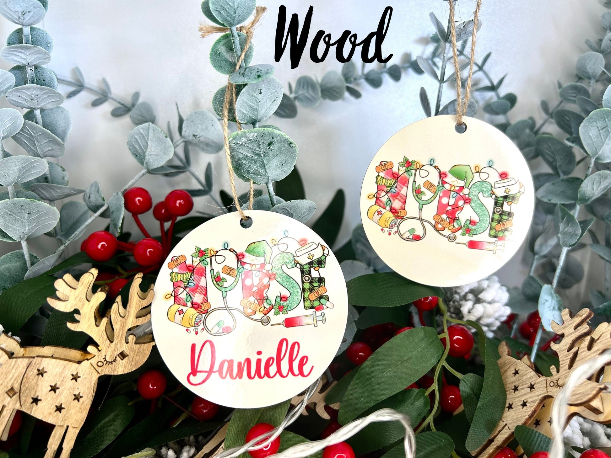 Nurse Christmas Ornament | Wood | Ceramic